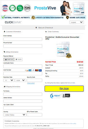 ProstaVive Secured Checkout Form